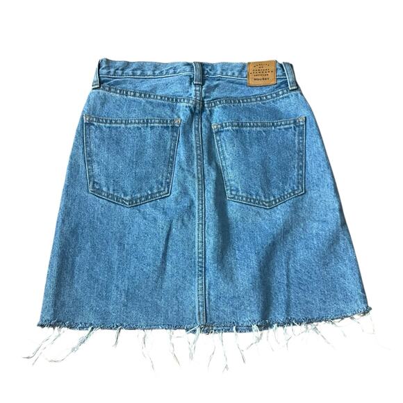 Moussy Denim Raw Frayed Hem Mini Blue Jean Skirt Size 0 - Picture 2 of 9